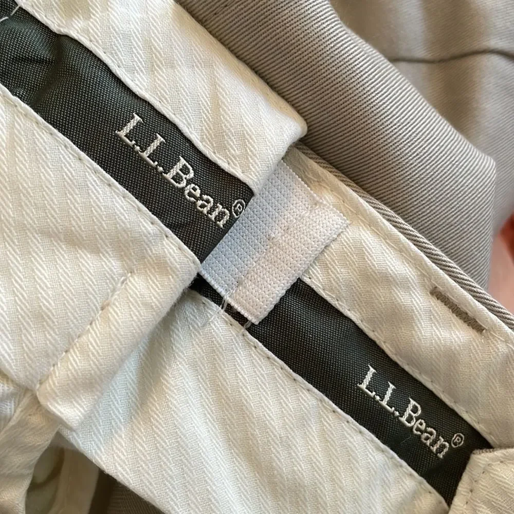 L.L. Bean Comfort Waist Belt cotton khaki flat front pants‎
